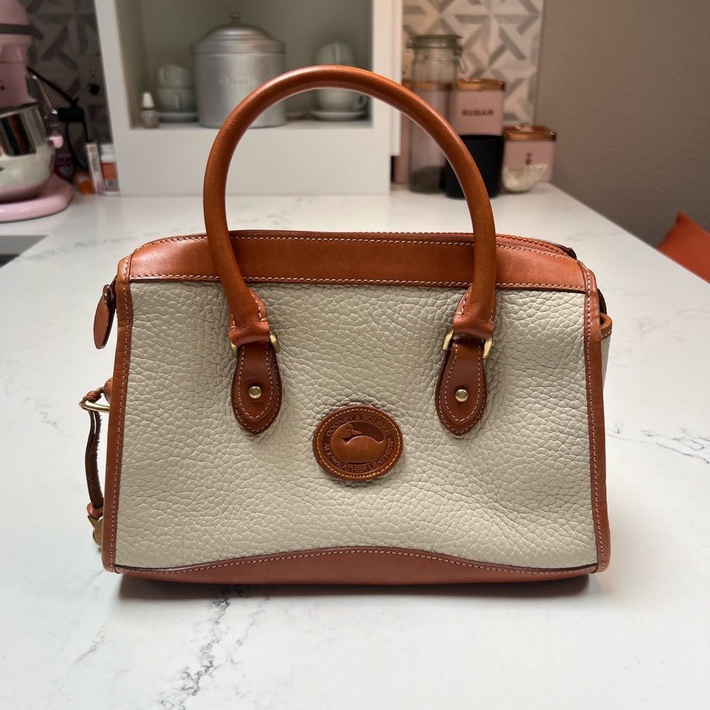 Dooney & Bourke Cream and Brown Leather Crossbody and Tote